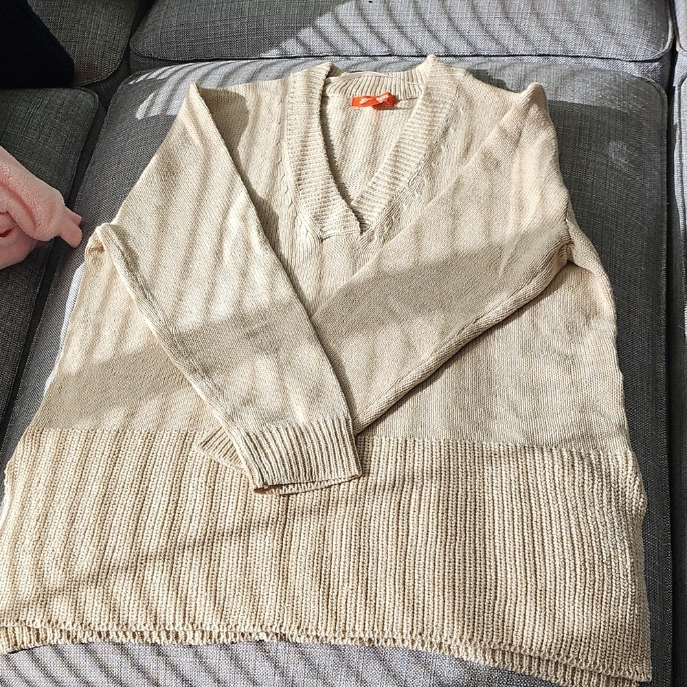 Beige V-Neck Sweater